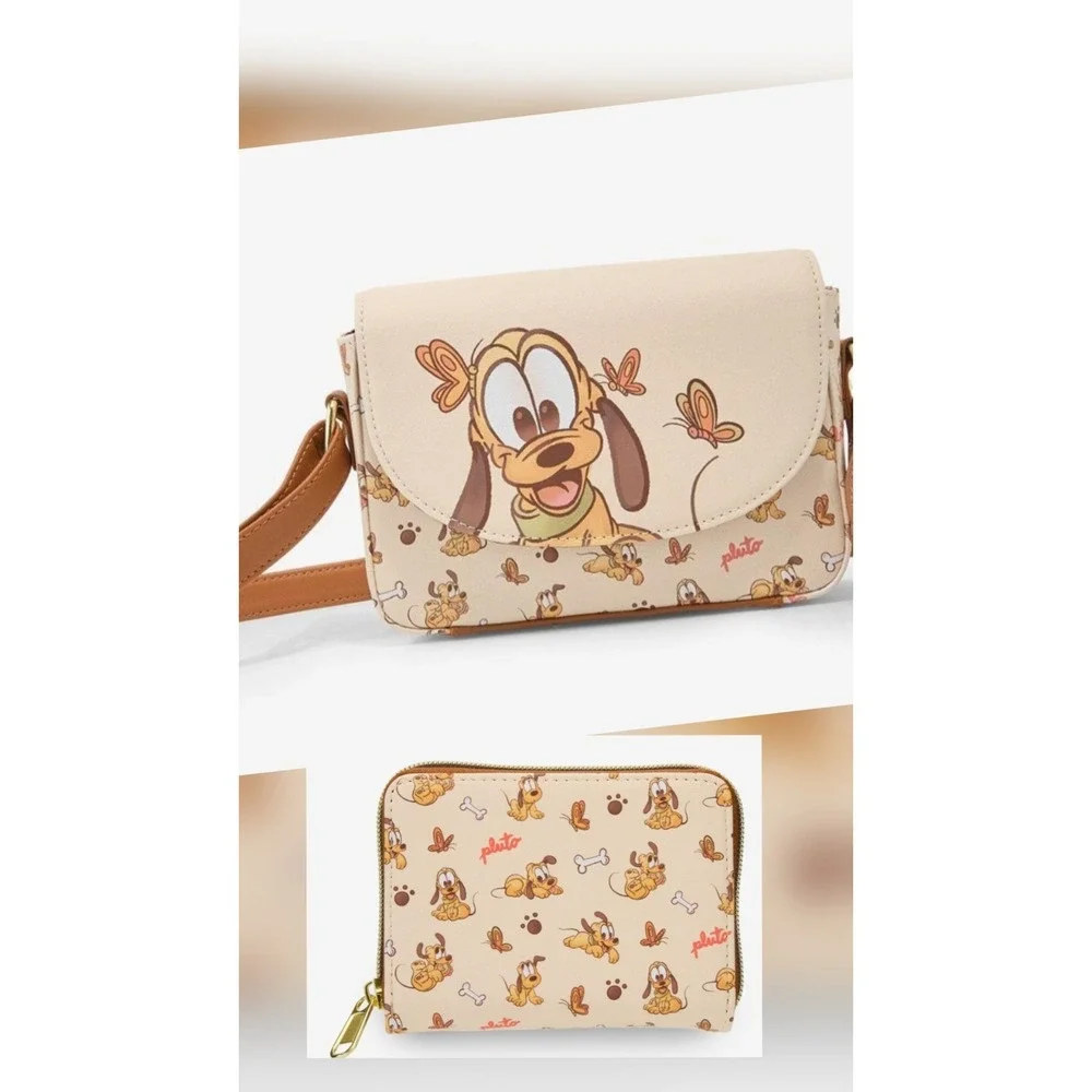 NEW Loungefly Disney‎ Baby Pluto & Butterflies Mini Crossbody Bag & WALLET Set